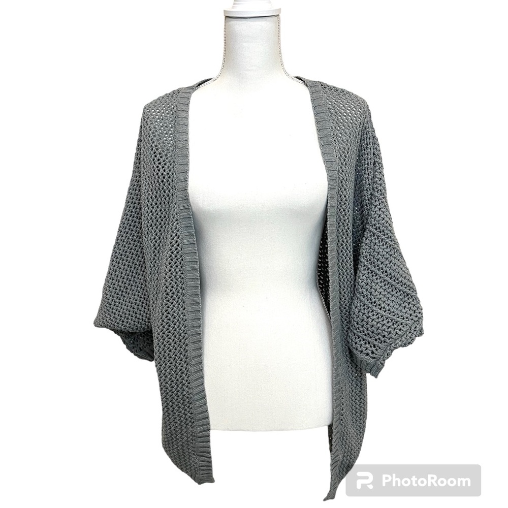 Kimchi Blue Loose Knit Open Cardigan - Drop Shoulder Grey